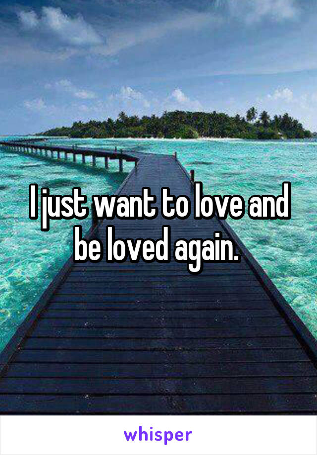 I just want to love and be loved again. 