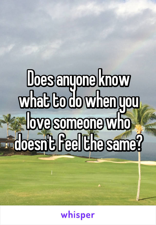 Does anyone know what to do when you love someone who doesn't feel the same?