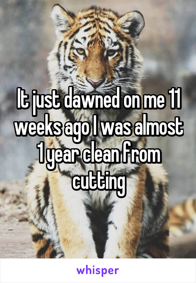 It just dawned on me 11 weeks ago I was almost 1 year clean from cutting