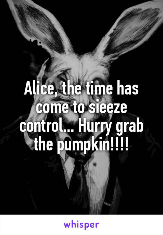 Alice, the time has come to sieeze control... Hurry grab the pumpkin!!!!