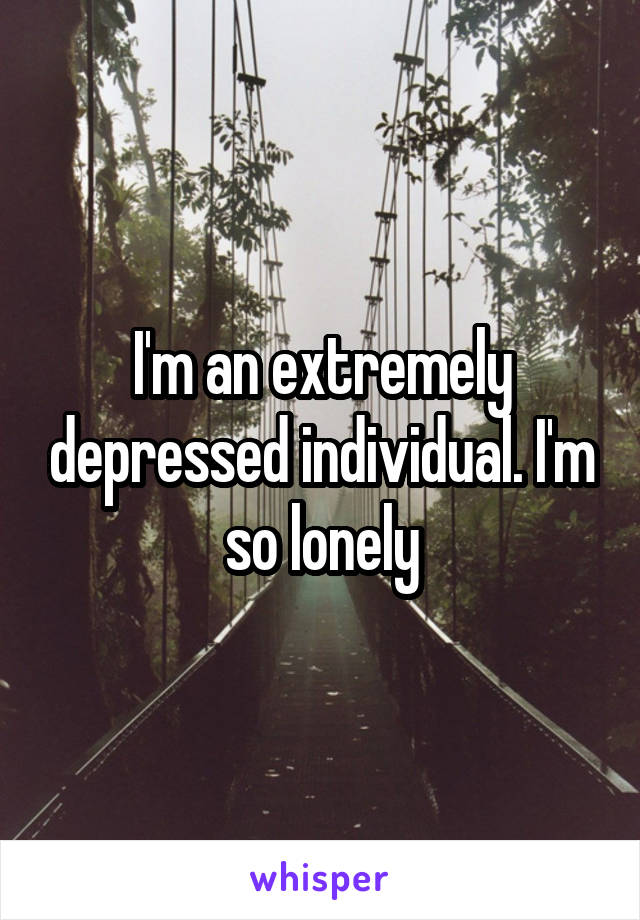 I'm an extremely depressed individual. I'm so lonely