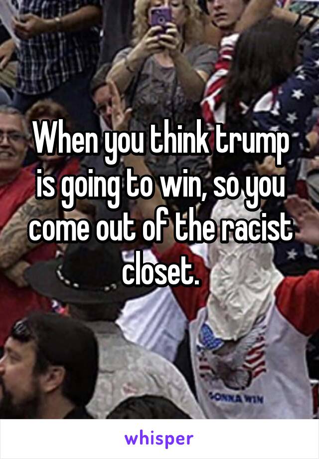 When you think trump is going to win, so you come out of the racist closet.
 