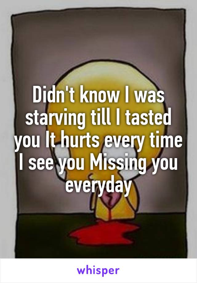 Didn't know I was starving till I tasted you It hurts every time I see you Missing you everyday