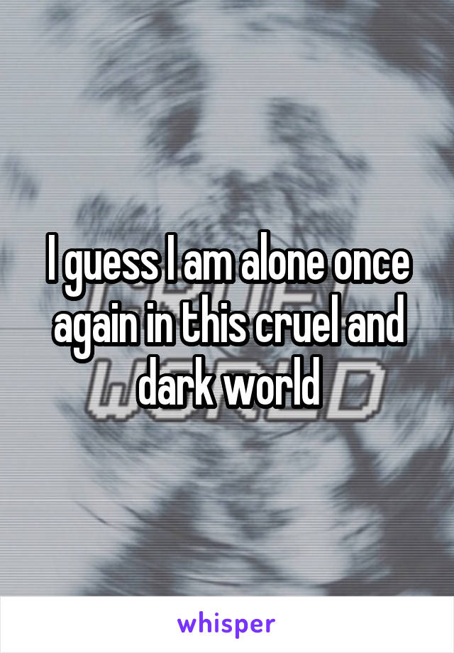 I guess I am alone once again in this cruel and dark world