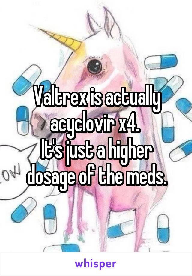 Valtrex is actually acyclovir x4. 
It's just a higher dosage of the meds.