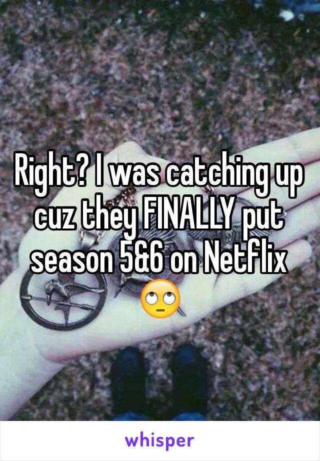 Right? I was catching up cuz they FINALLY put season 5&6 on Netflix 🙄