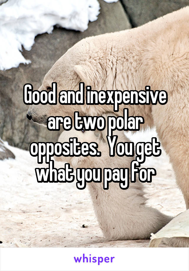 Good and inexpensive are two polar opposites.  You get what you pay for