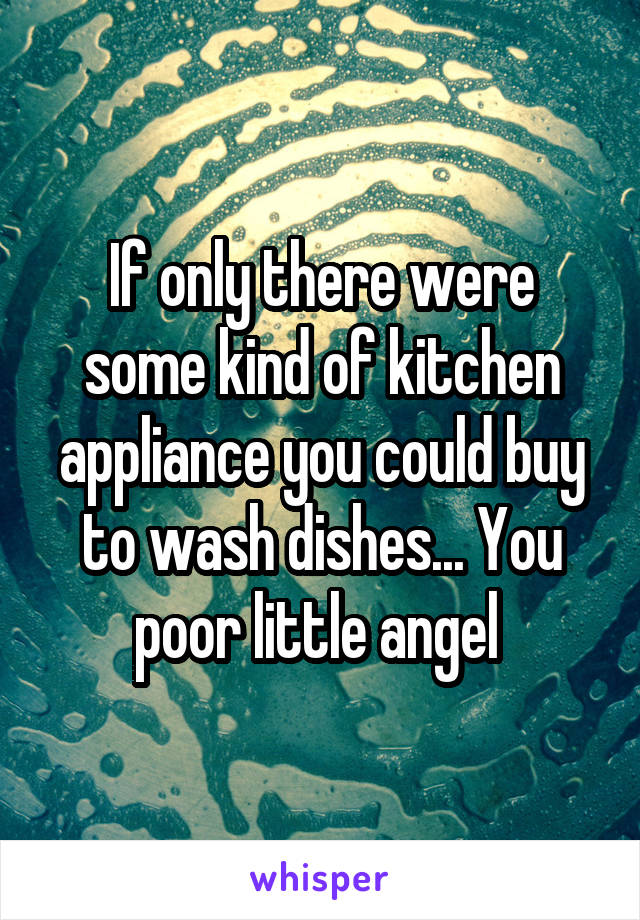 If only there were some kind of kitchen appliance you could buy to wash dishes... You poor little angel 