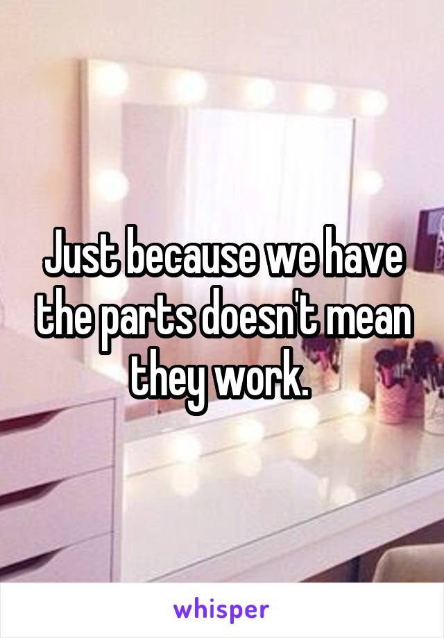 Just because we have the parts doesn't mean they work. 