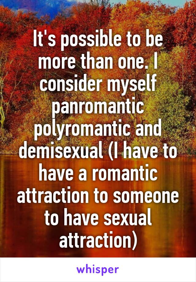 It's possible to be more than one. I consider myself panromantic polyromantic and demisexual (I have to have a romantic attraction to someone to have sexual attraction)