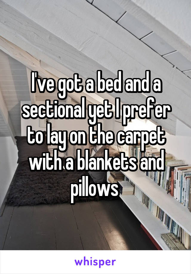 I've got a bed and a sectional yet I prefer to lay on the carpet with a blankets and pillows 