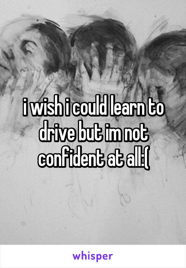 i wish i could learn to drive but im not confident at all:(