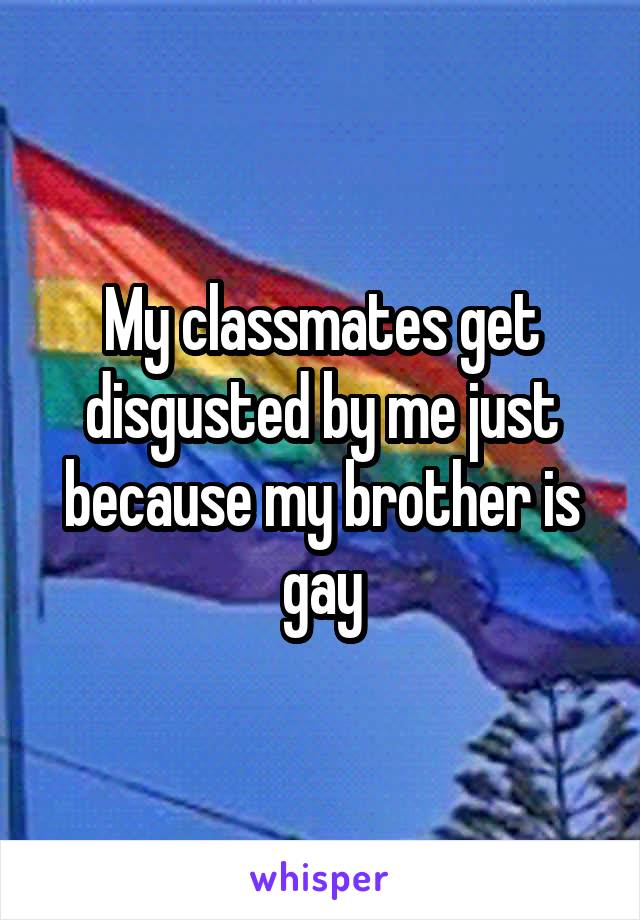 My classmates get disgusted by me just because my brother is gay