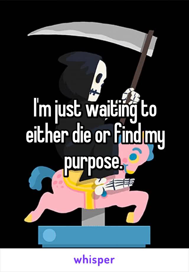 I'm just waiting to either die or find my purpose. 