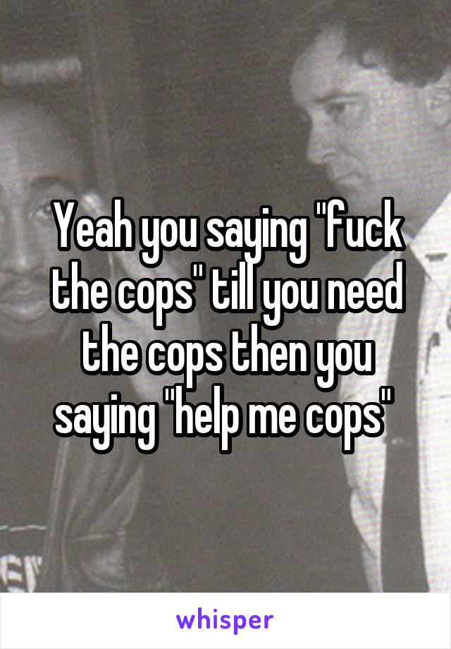 Yeah you saying "fuck the cops" till you need the cops then you saying "help me cops" 
