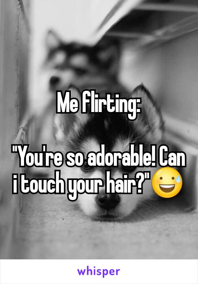 Me flirting:

"You're so adorable! Can i touch your hair?"😅