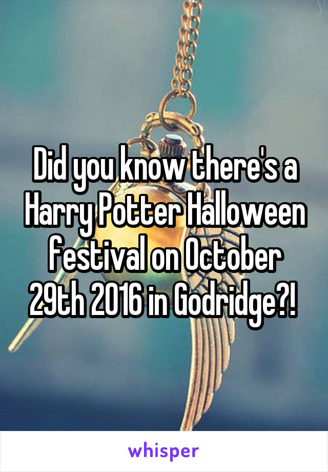 Did you know there's a Harry Potter Halloween festival on October 29th 2016 in Godridge?! 