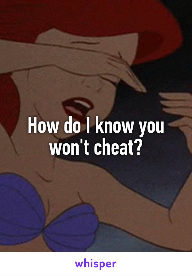 How do I know you won't cheat?