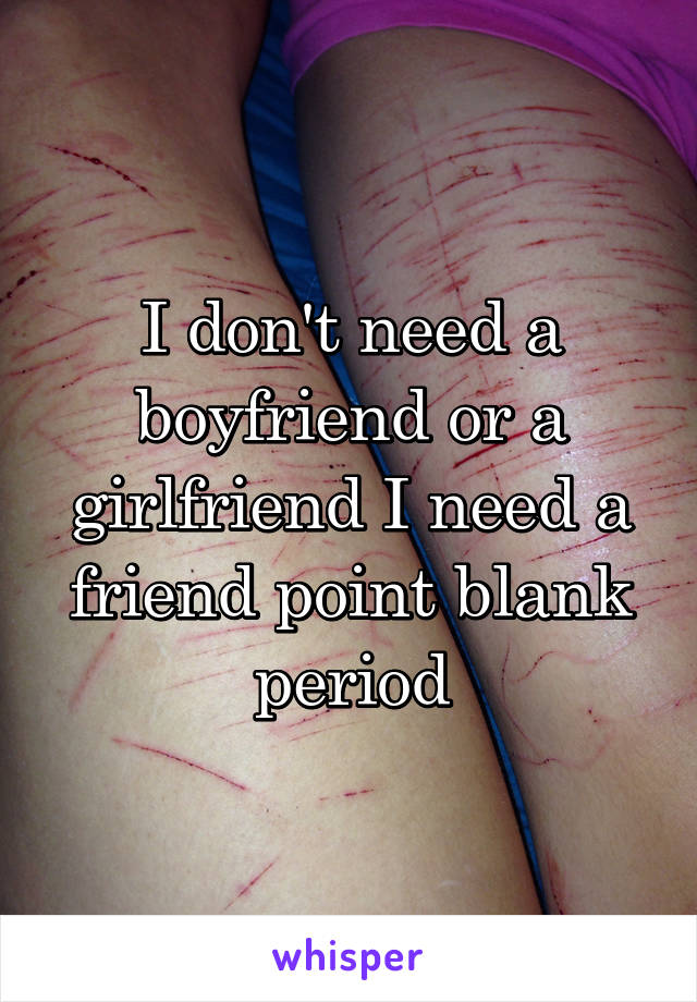 I don't need a boyfriend or a girlfriend I need a friend point blank period