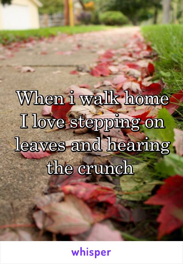 When i walk home I love stepping on leaves and hearing the crunch 