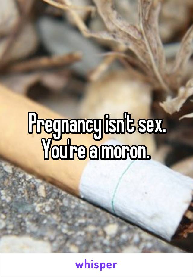 Pregnancy isn't sex. You're a moron. 