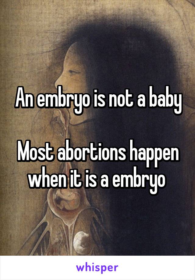 An embryo is not a baby

Most abortions happen when it is a embryo 