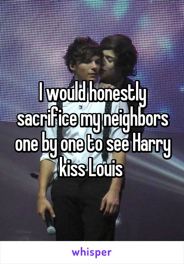 I would honestly sacrifice my neighbors one by one to see Harry kiss Louis 