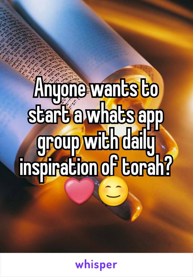 Anyone wants to start a whats app group with daily inspiration of torah? ❤😊
