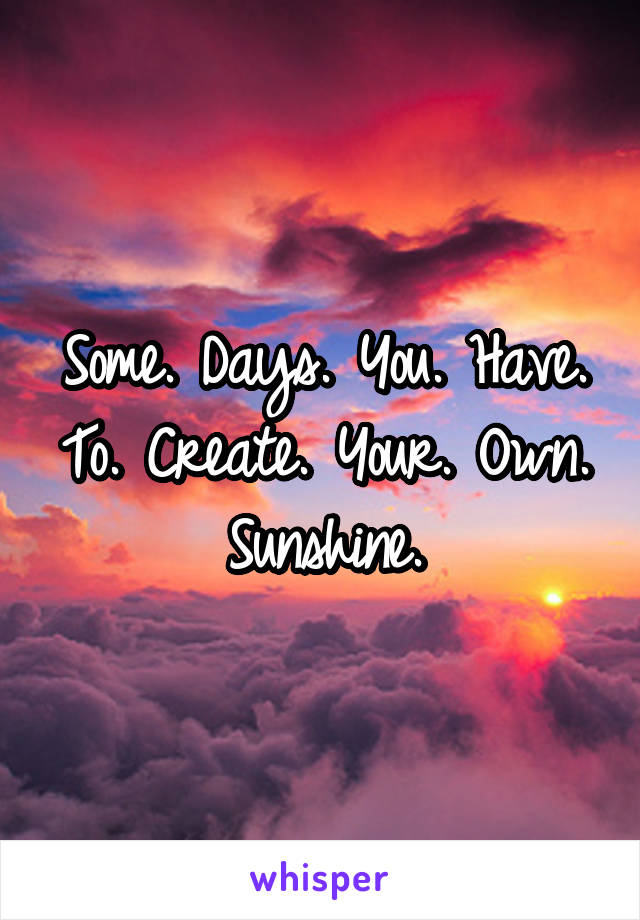 Some. Days. You. Have. To. Create. Your. Own. Sunshine.
