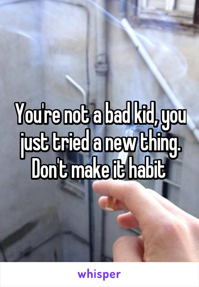 You're not a bad kid, you just tried a new thing. Don't make it habit 