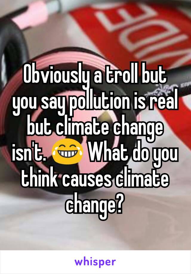 Obviously a troll but you say pollution is real but climate change isn't. 😂 What do you think causes climate change?