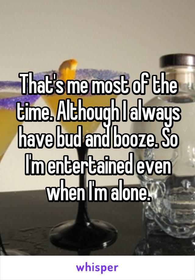 That's me most of the time. Although I always have bud and booze. So I'm entertained even when I'm alone.