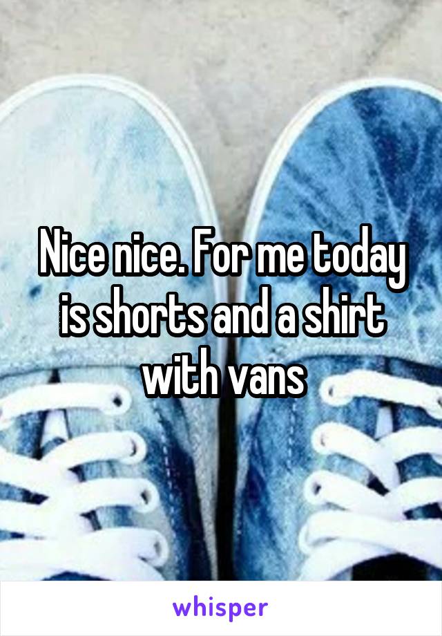 Nice nice. For me today is shorts and a shirt with vans