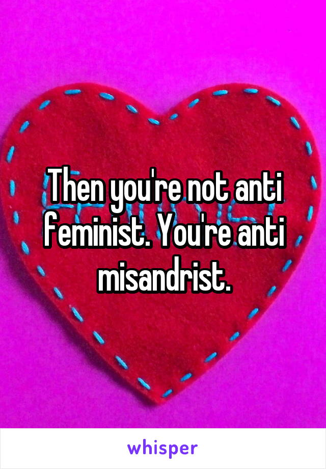 Then you're not anti feminist. You're anti misandrist.