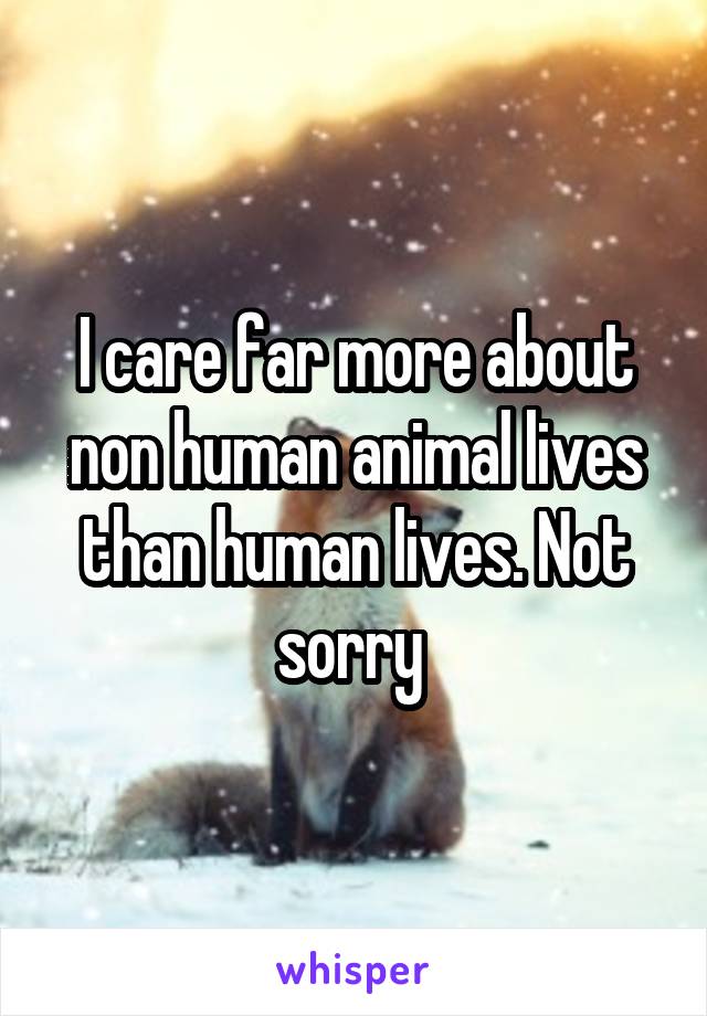 I care far more about non human animal lives than human lives. Not sorry 