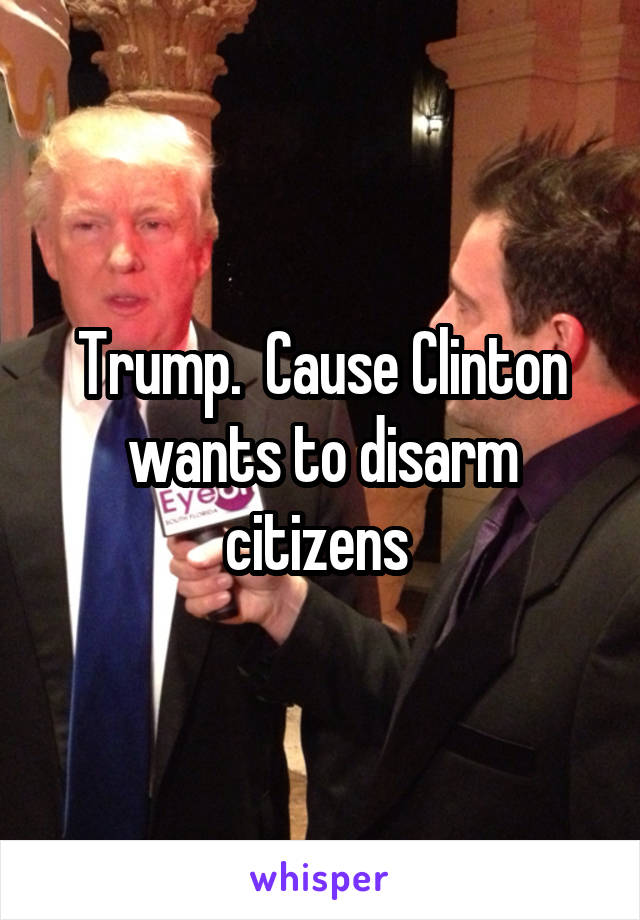 Trump.  Cause Clinton wants to disarm citizens 
