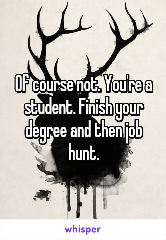 Of course not. You're a student. Finish your degree and then job hunt.