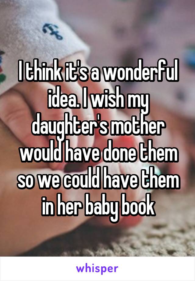 I think it's a wonderful idea. I wish my daughter's mother would have done them so we could have them in her baby book