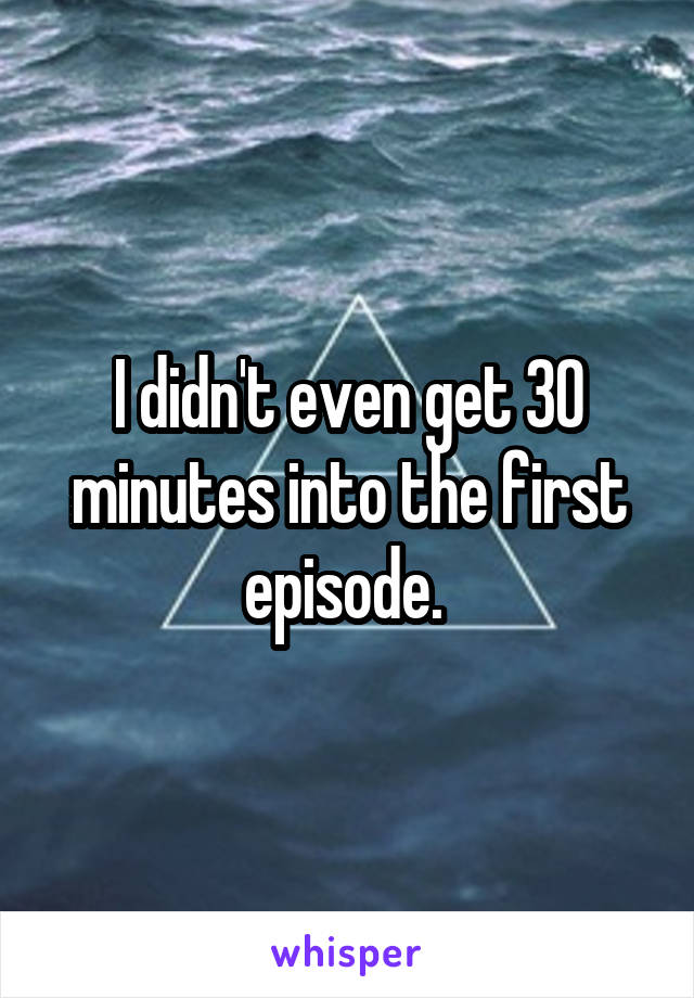 I didn't even get 30 minutes into the first episode. 