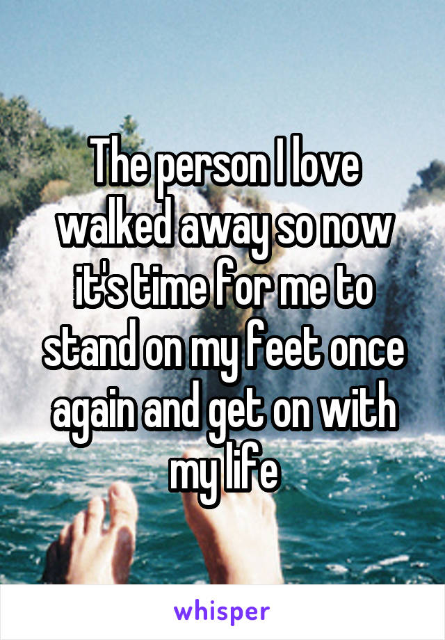 The person I love walked away so now it's time for me to stand on my feet once again and get on with my life