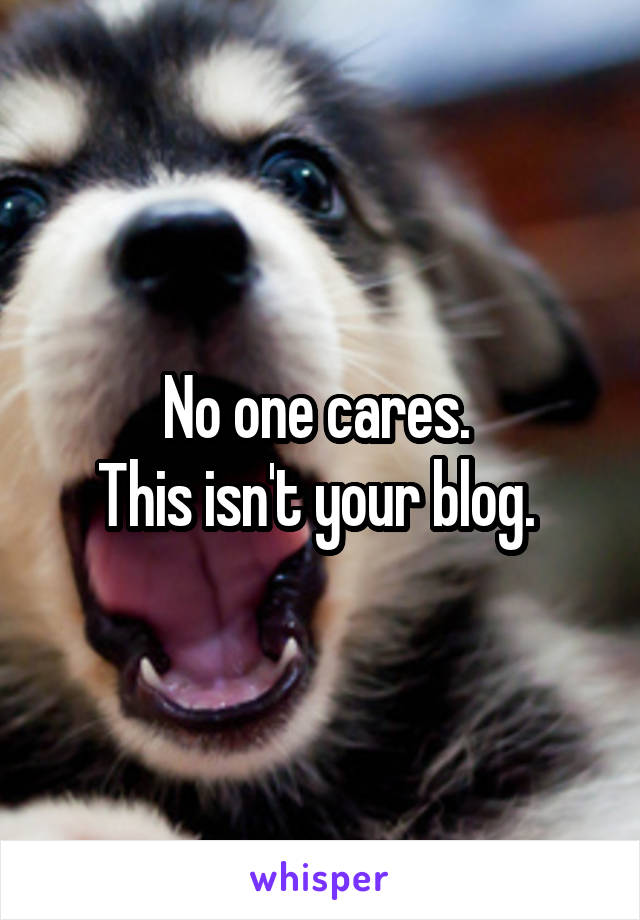 No one cares. 
This isn't your blog. 