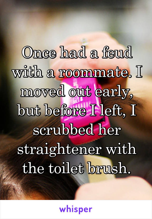 Once had a feud with a roommate. I moved out early, but before I left, I scrubbed her straightener with the toilet brush.