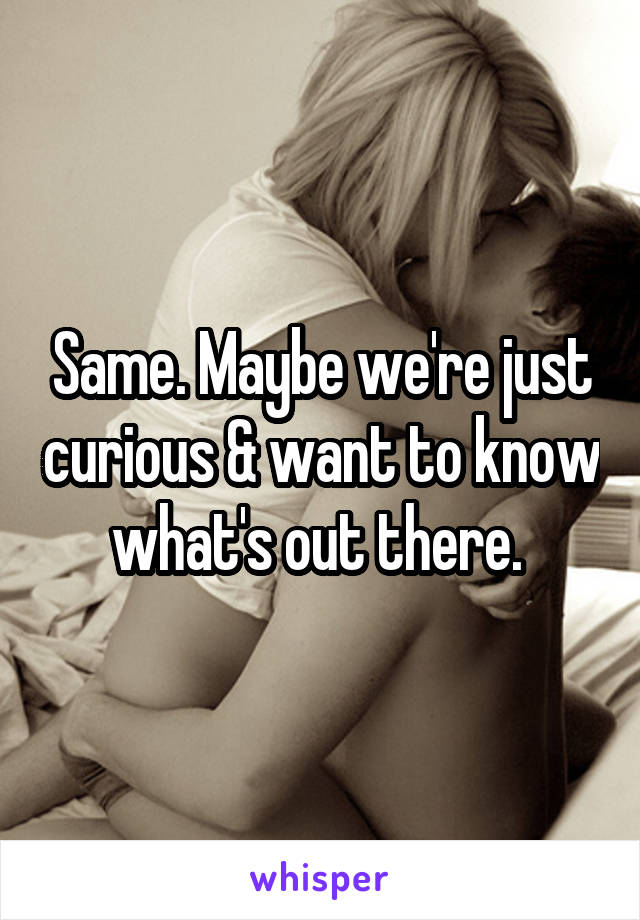 Same. Maybe we're just curious & want to know what's out there. 