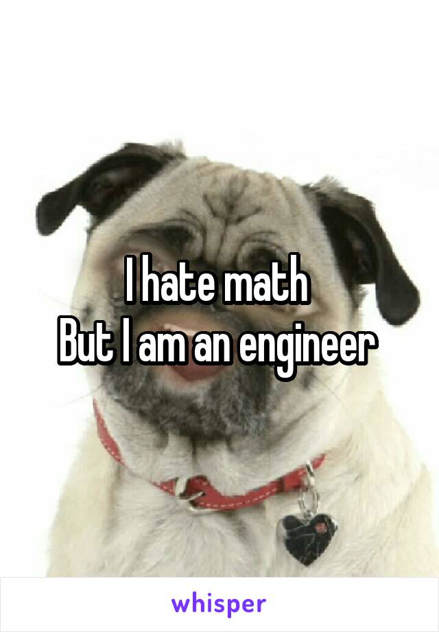 I hate math 
But I am an engineer 