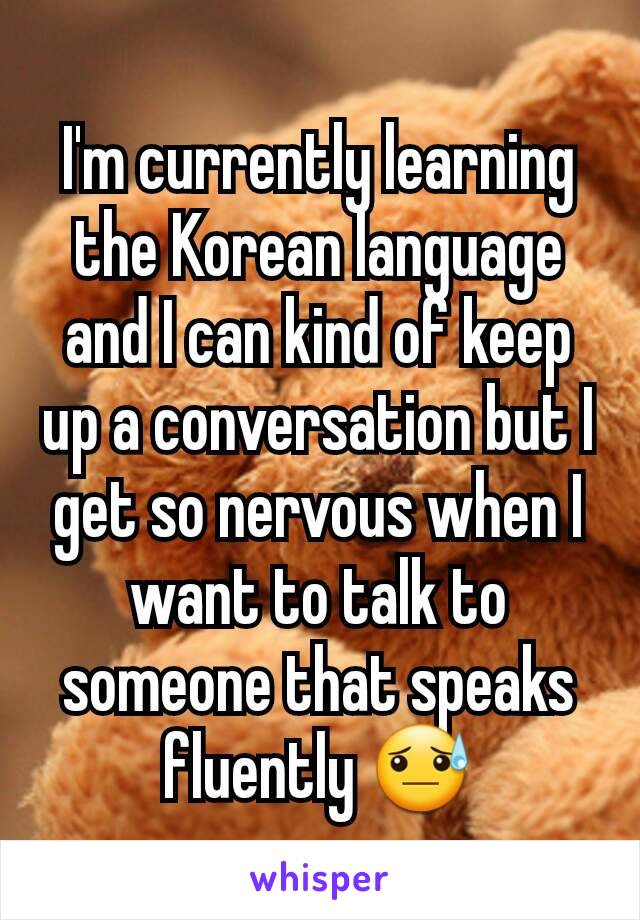 I'm currently learning the Korean language and I can kind of keep up a conversation but I get so nervous when I want to talk to someone that speaks fluently 😓