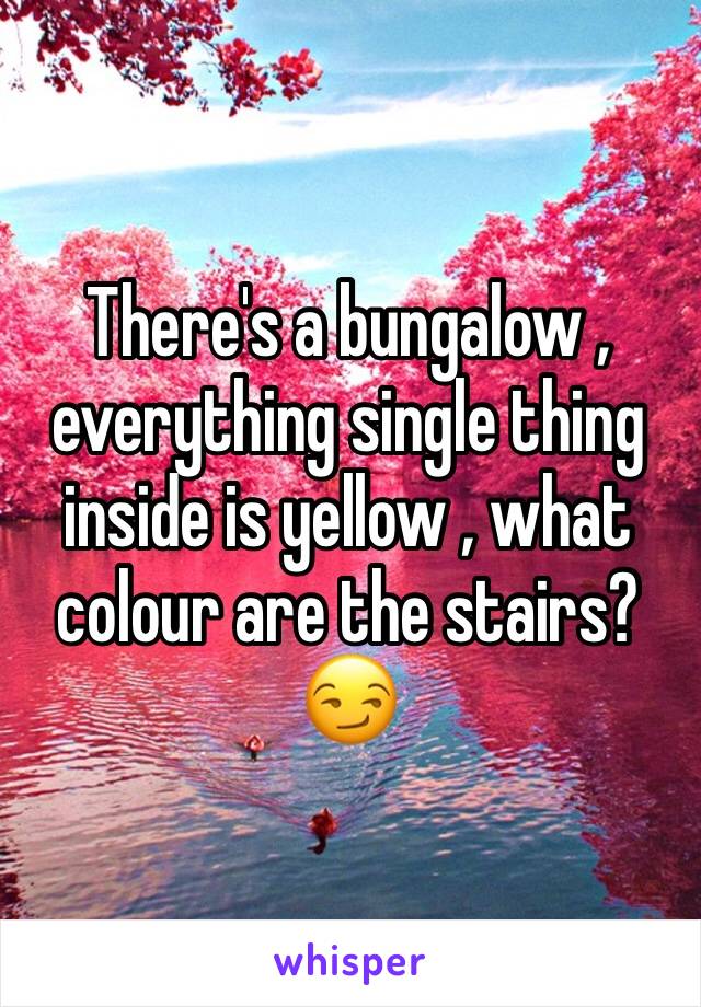 There's a bungalow , everything single thing inside is yellow , what colour are the stairs?😏