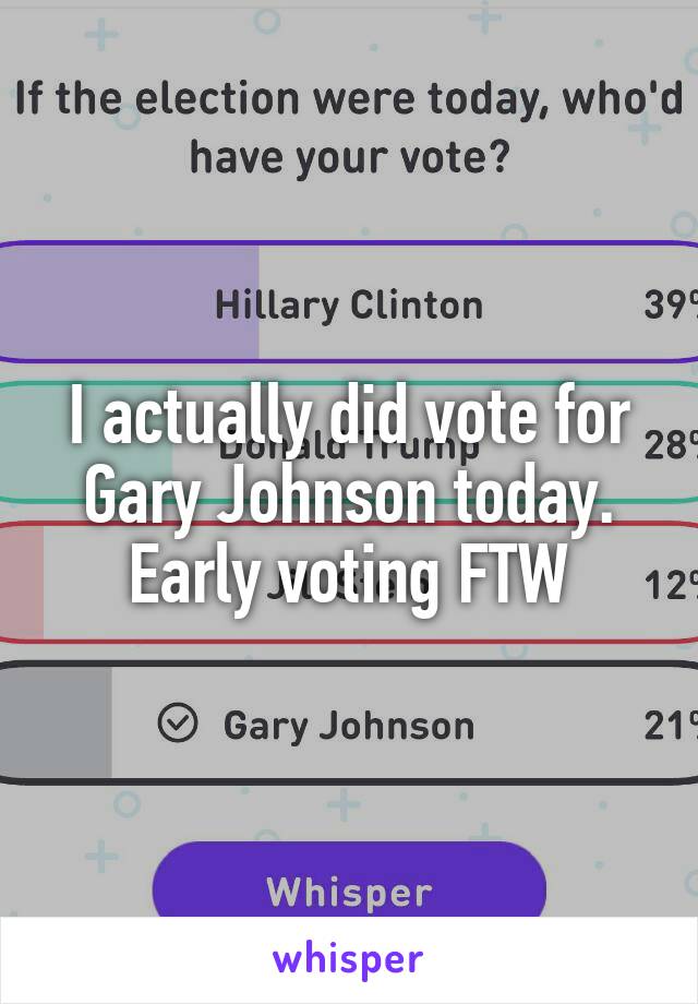 I actually did vote for Gary Johnson today. Early voting FTW