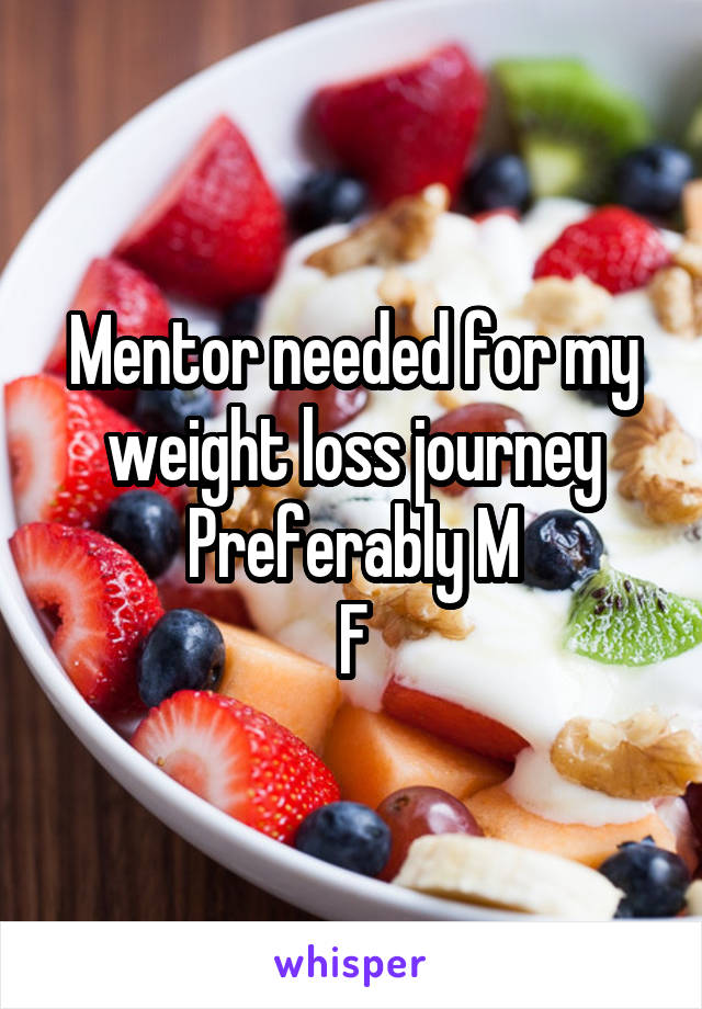 Mentor needed for my weight loss journey
Preferably M
F