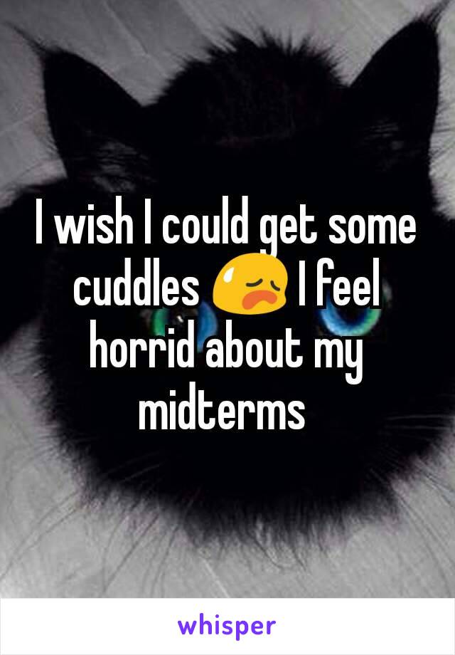 I wish I could get some cuddles 😥 I feel horrid about my midterms 