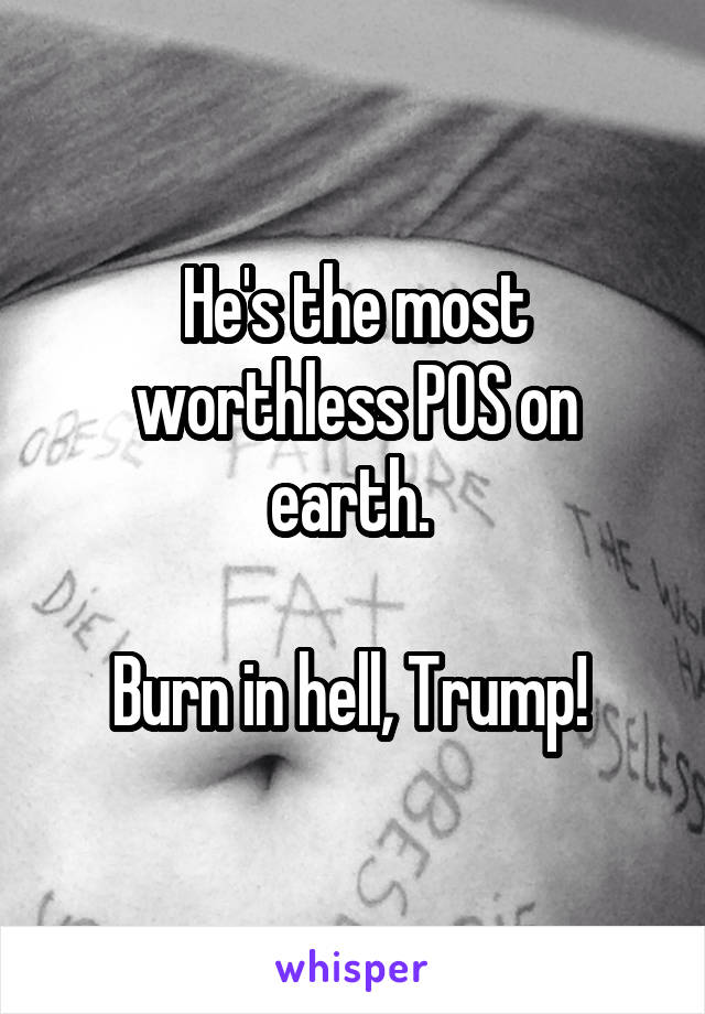 He's the most worthless POS on earth. 

Burn in hell, Trump! 